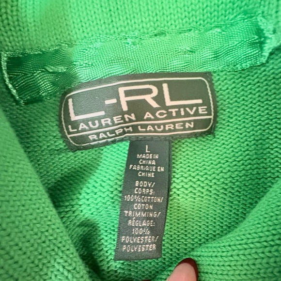 Vintage Ralph Lauren Active Shawl Collar 100% Cotton Kelly Green Sweater - Picture 5 of 11